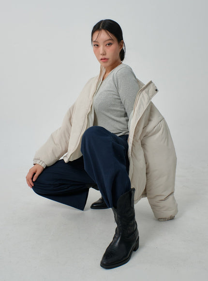 Oversized Zip-Up Puffer Jacket IJ320