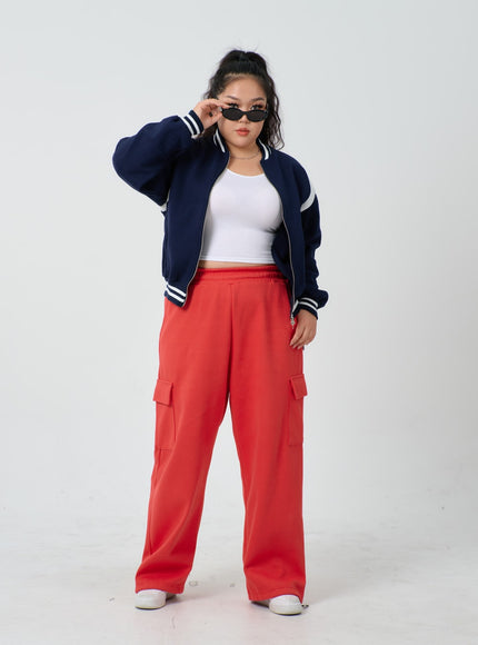 Plus U-Neck Long Sleeve Cropped Top ID27