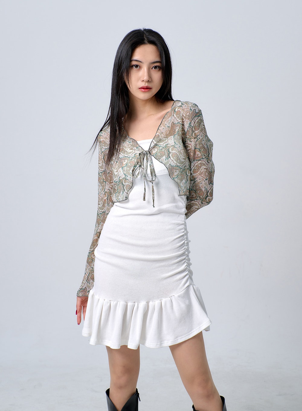 Thin Strap Frill Mini Dress BJ331