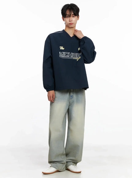 mens-v-neck-lettering-windbreak-pullover-io517
