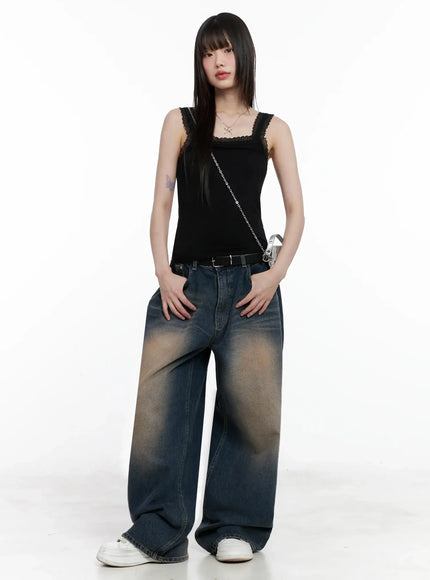 Lace-Trim Sleeveless Tank Top IL531