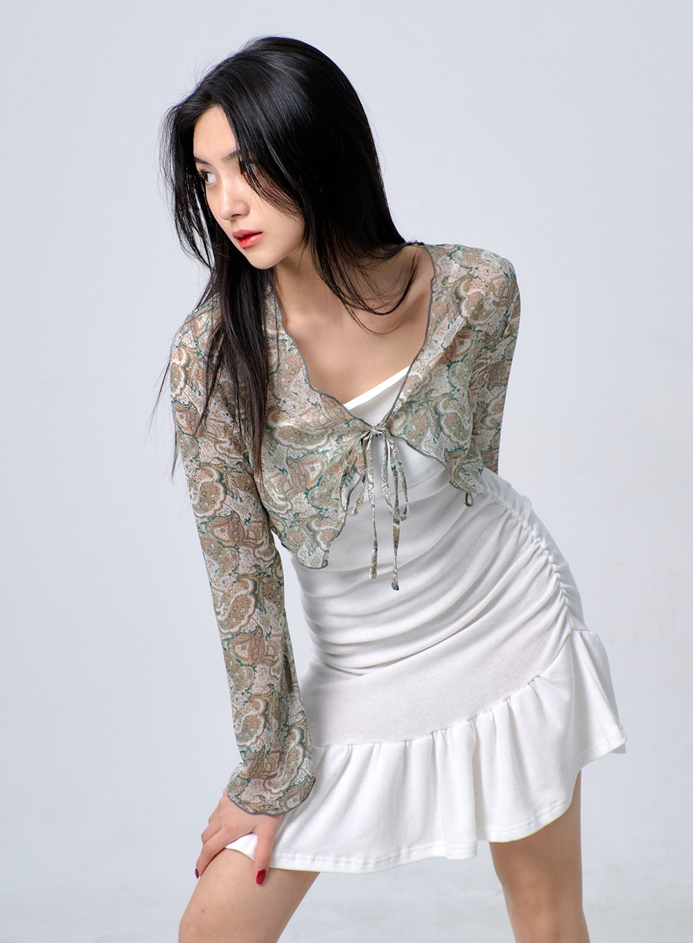 Thin Strap Frill Mini Dress BJ331