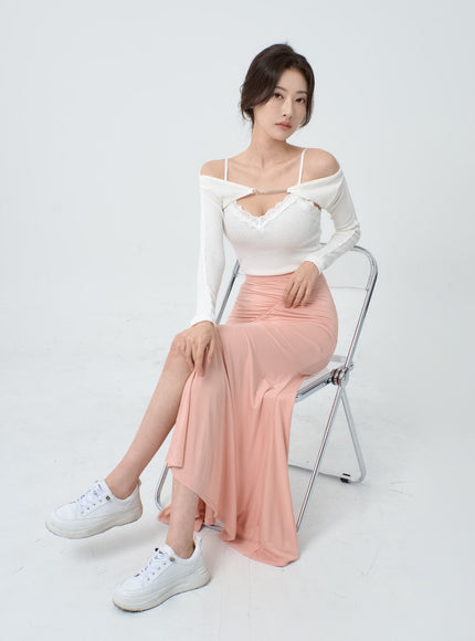 Off-Shoulder Knit Bolero Cardigan IO26