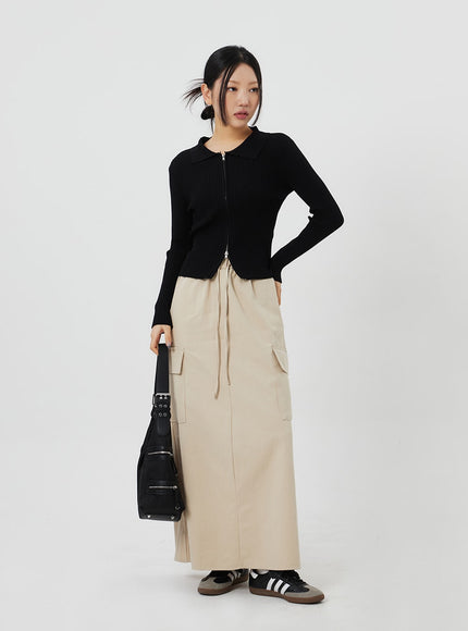 Ribbed Knit Zip-Up CF324