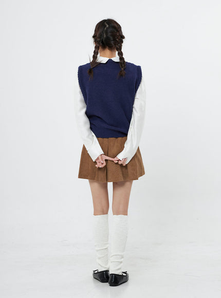 High Waist Pleated Mini Skirt BO12