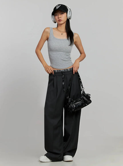 Relaxed Fit Wide-Leg Trousers IJ502