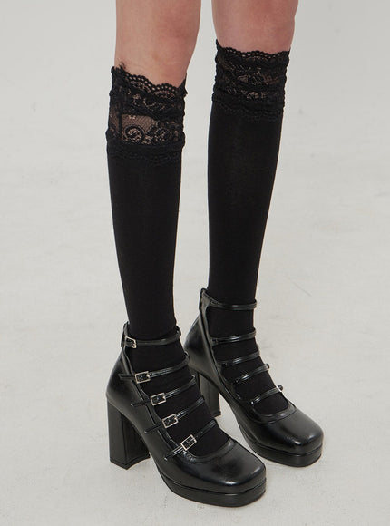 Square Toe Buckle Heels BF303