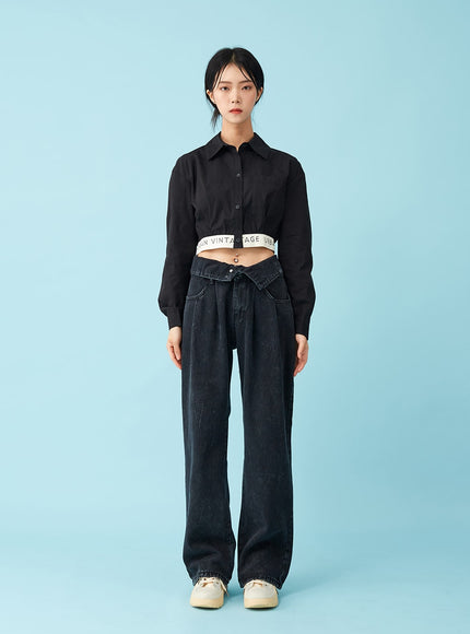 Four Buttoned Open Black Jeans CU8