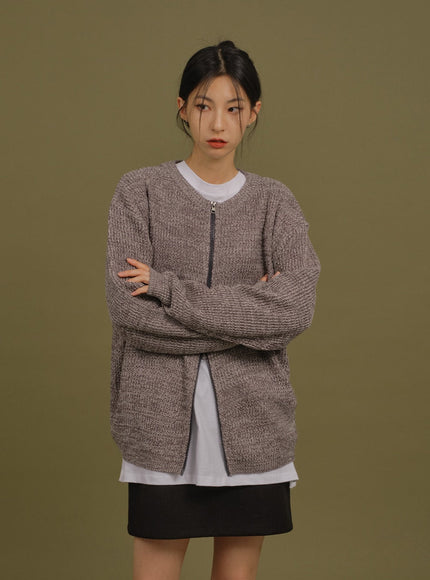 Loose Fit Knit with Two Way Zip
