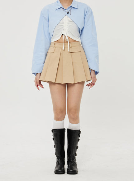 Pocket Pleated Mini Skirt BF315
