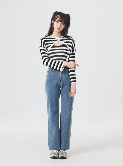 Straight Leg Blue Jeans BA303