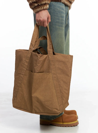 large-nylon-tote-bag-ij512 / Beige