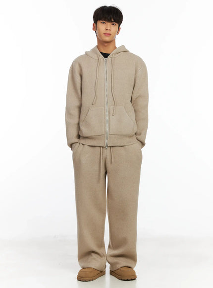 men-s-two-way-knit-zip-up-hoodie-if504 / Beige