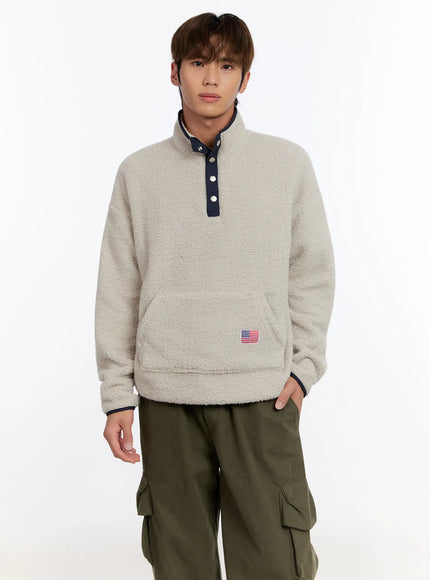 mens-cozy-fleece-pullover-in524 / Beige