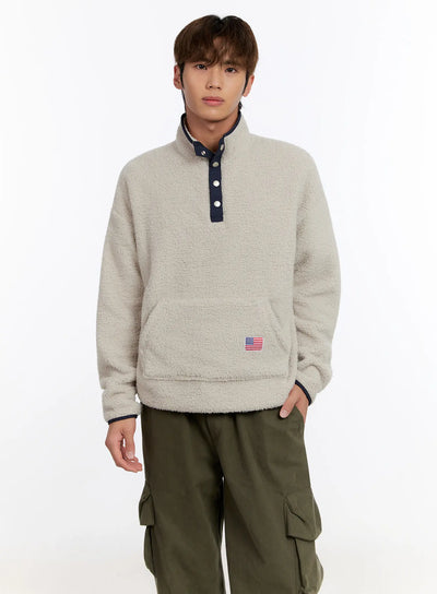mens-cozy-fleece-pullover-in524 / Beige
