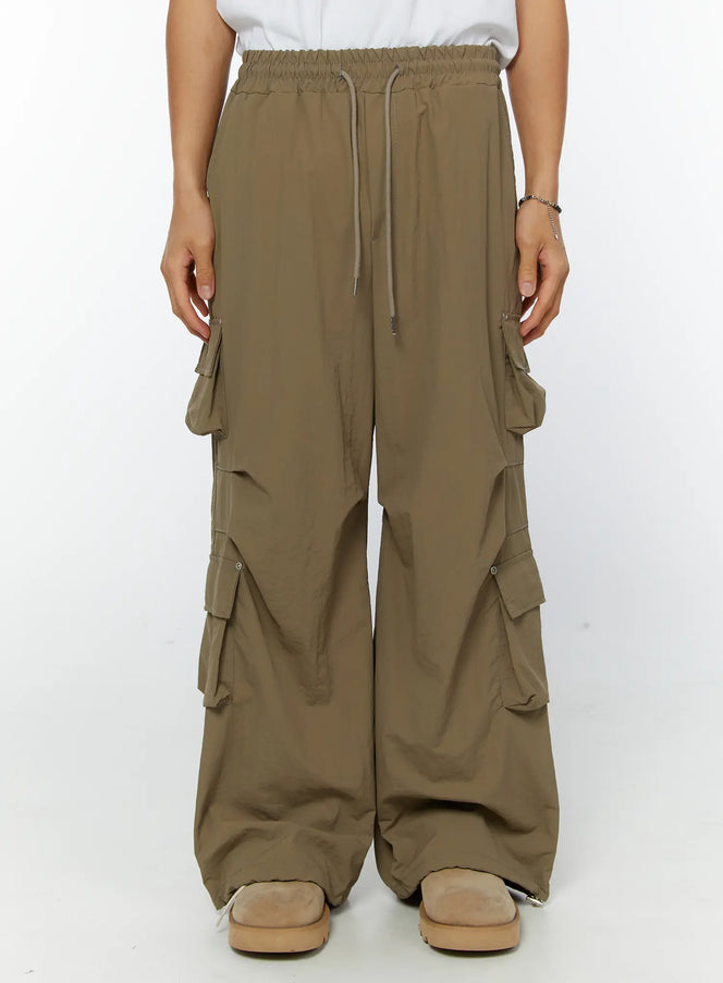 mens-rivet-string-cargo-pants-iy508 / Beige