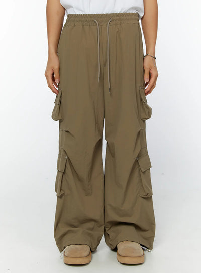mens-rivet-string-cargo-pants-iy508 / Beige