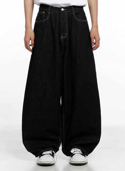 mens-dark-denim-pocket-jeans-is519 / Black