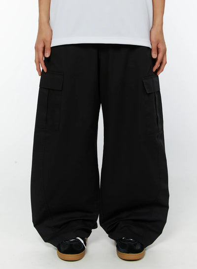 mens-wide-leg-cargo-pants-iy514 / Black