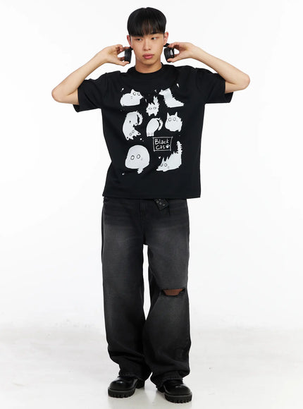 mens-kitty-graphic-t-shirt-ia501 / Black