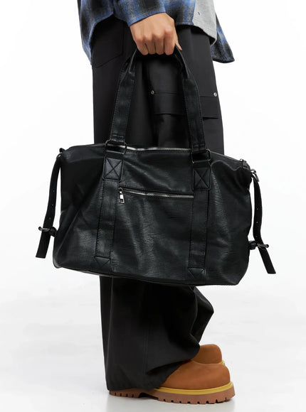 faux-leather-tote-bag-io506 / Black