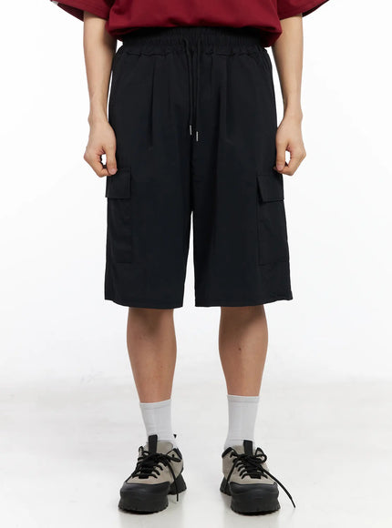 mens-nylon-cargo-bermuda-shorts-ia502 / Black