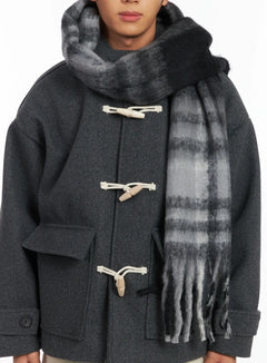 classic-plaid-wool-scarf-id511 / Black