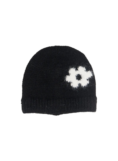 flower-knit-beanie-black-if506 / Black