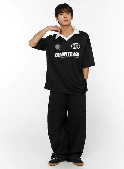 mens-graphic-collared-tee-iy514 / Black