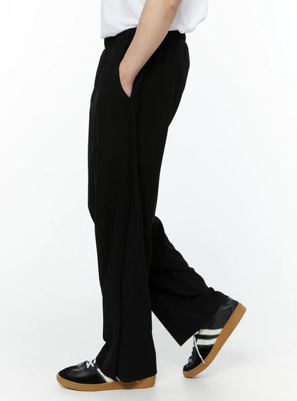 Men's Pleated Wide Leg Pants (Black) IY504
