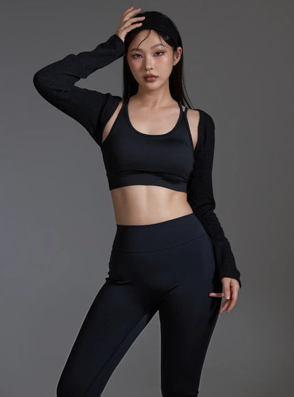 ribbed-bolero-top-black-io517 / Black
