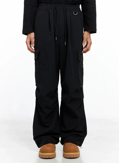 mens-cargo-drawstring-pants-io506 / Black