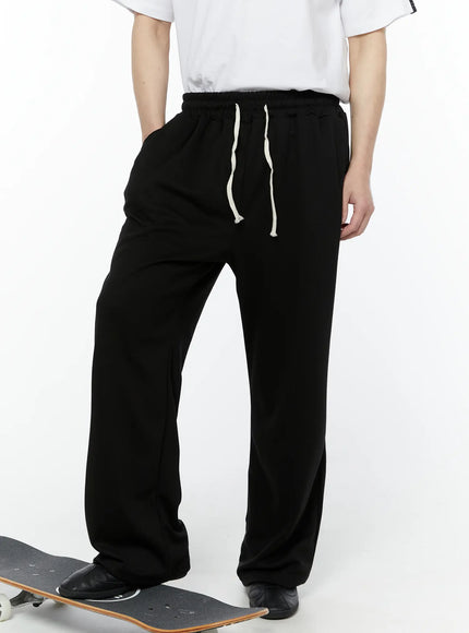 Men's Wide Leg Sweatpants (Black) IY506