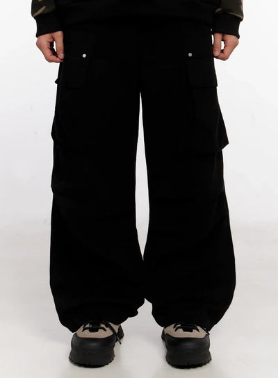 mens-parachute-cargo-pants-io523 / Black