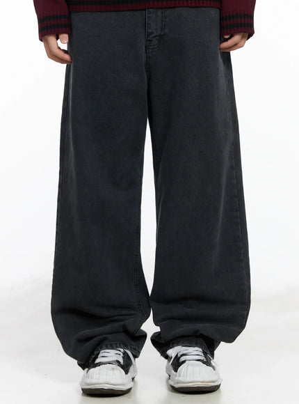 mens-long-straight-fit-jeans-if517 / Black