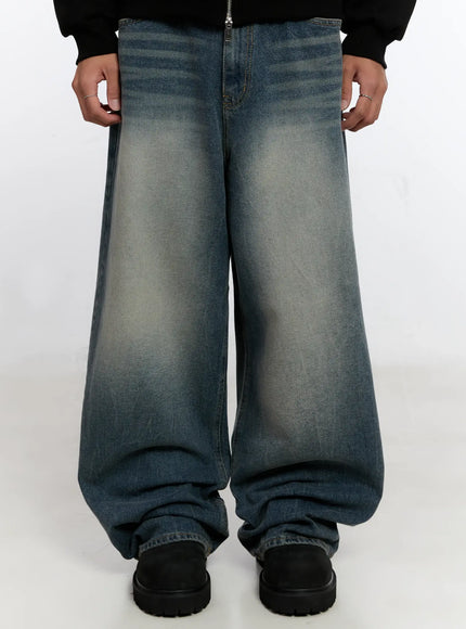 Men's Vintage Wash Baggy Jeans IS529