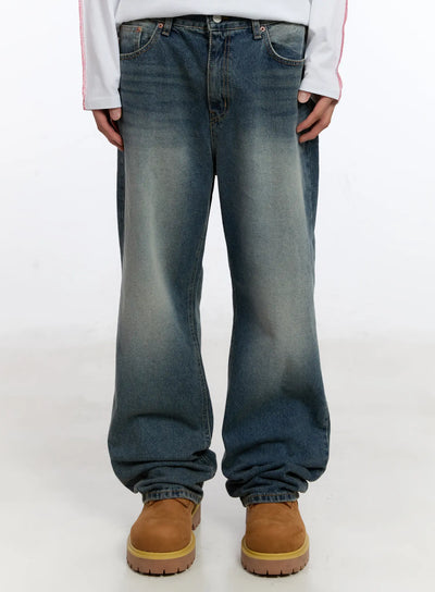 mens-loose-fit-straight-jeans-in528 / Blue