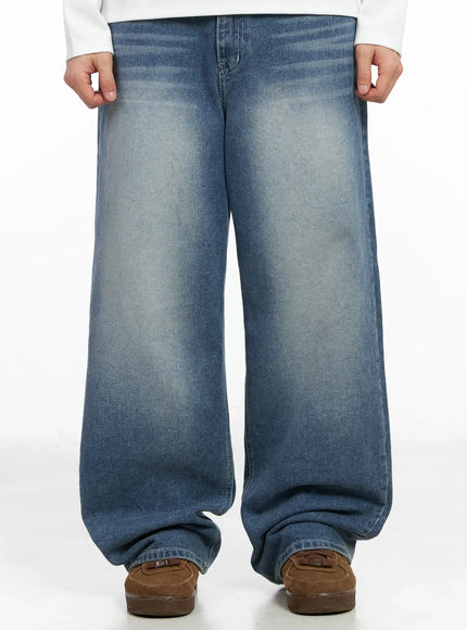 mens-washed-baggy-jeans-im516 / Blue