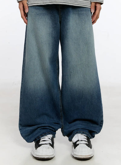 mens-washed-wide-leg-jeans-in512 / Blue