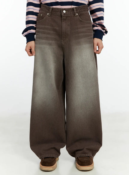 mens-vintage-washed-wide-leg-jeans-if510-1 / Brown