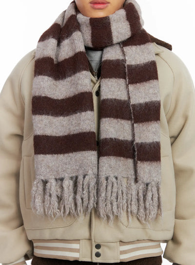 striped-wool-knit-scarf-id511 / Brown