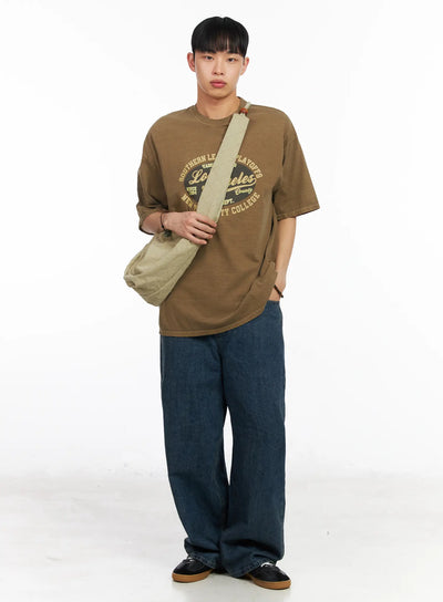 mens-vintage-city-graphic-t-shirt-ia501 / Dark beige