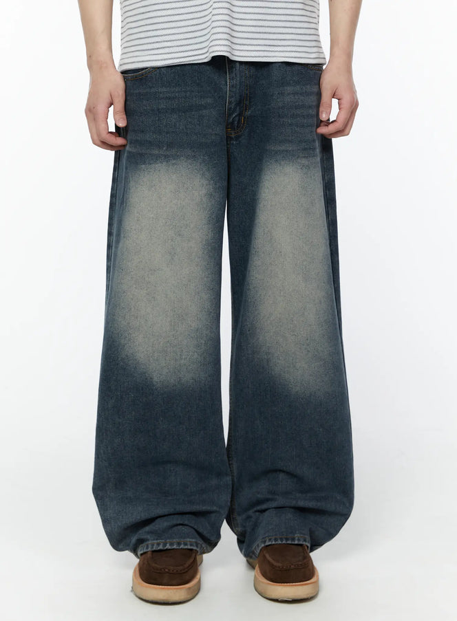 mens-vintage-wash-jeans-ia530 / Dark blue