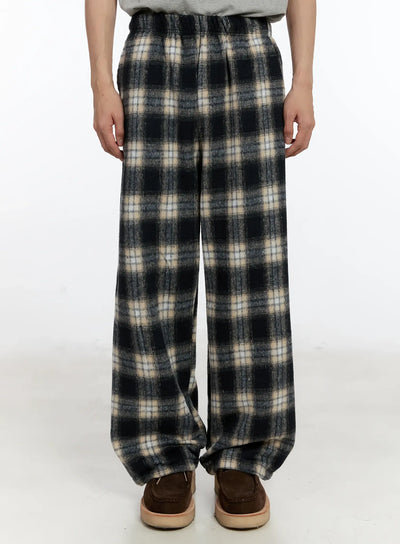 mens-plaid-wide-leg-pants-id502 / Dark blue