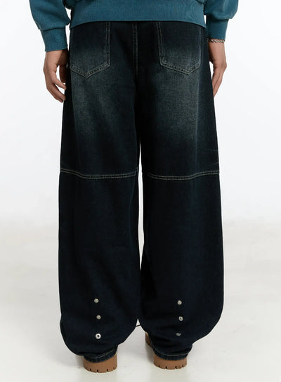 mens-snap-baggy-jeans-dark-blue-im502 / Dark blue