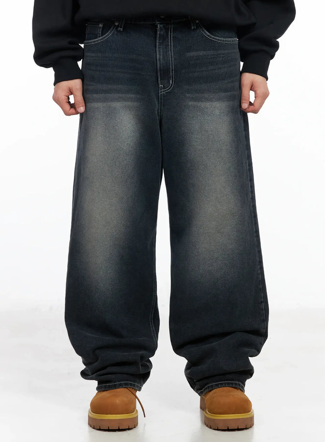 mens-vintage-washed-baggy-jeans-im511 / Dark blue