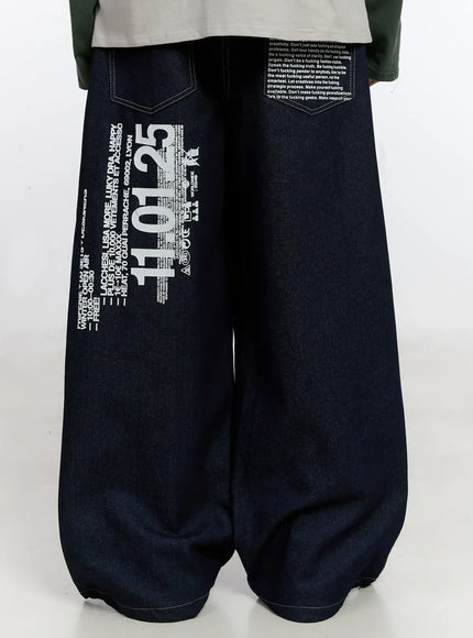 Men's Graphic Jeans (Dark Blue) IS529