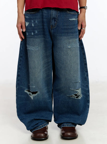 mens-distressed-wide-leg-jeans-im530 / Dark blue