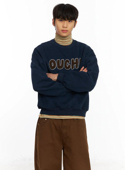 mens-graphic-patch-sweatshirt-if504 / Dark blue