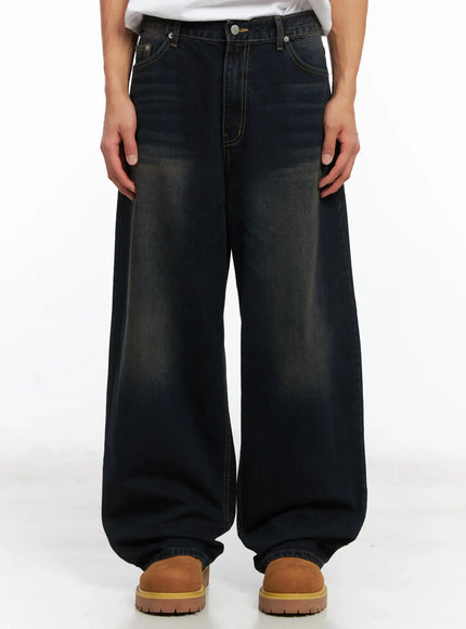 mens-wide-leg-washed-jeans-id511 / Dark blue